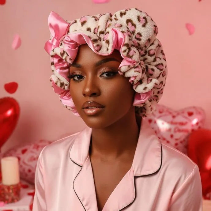 🎀Leopard Print & Pink Teddy Bonnet✨