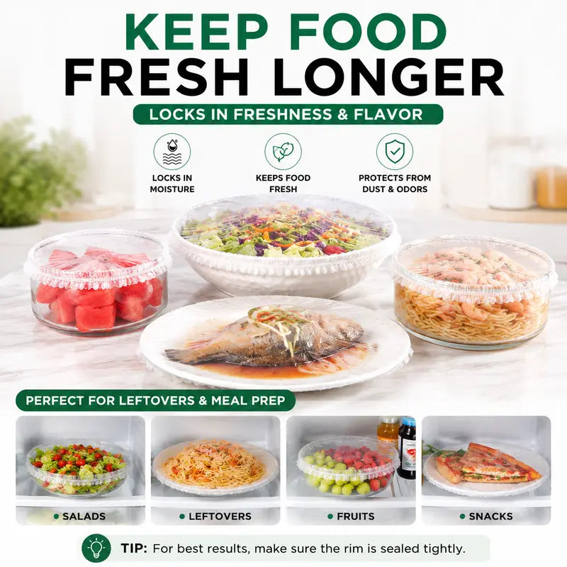 🔥LAST DAY 49% OFF🔥🍽️ Elastic Stretch Bowl Covers 🔁Disposable Microwave Safe Food Storage Covers