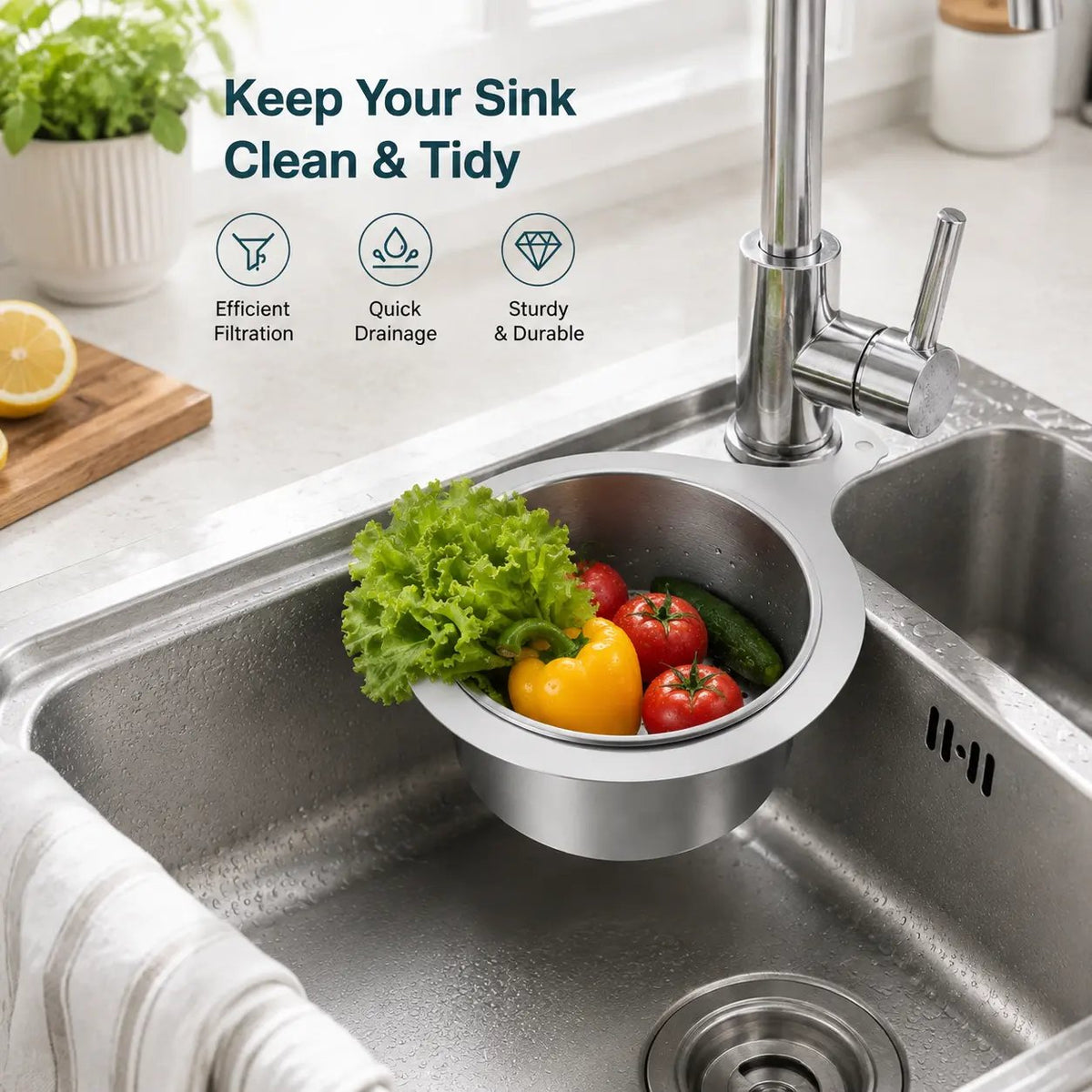 Stainless Steel Sink Strainer Basket | Hanging Drain Filter for Kitchen