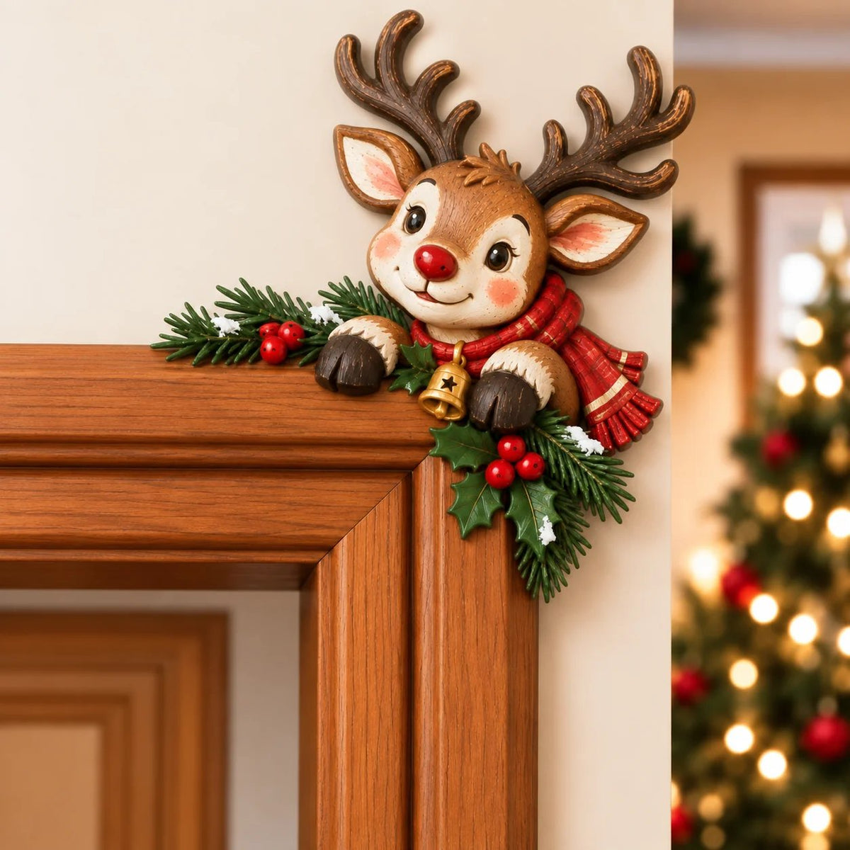 💯Christmas Peekaboo Door Frame Corner Decor丨Size: 20 cm