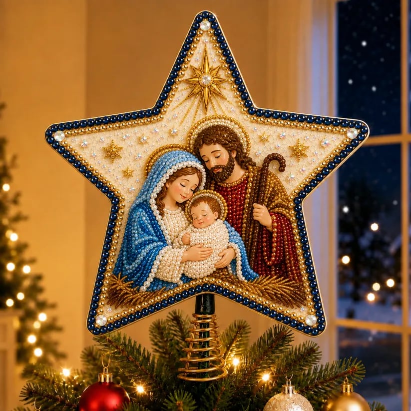 ⭐ Christian Faith Pearl Diamond Art Christmas Tree Topper Kit