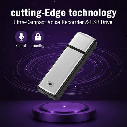 USB Flash Drive Voice Recorder 2-in-1 – Voice Activated, Smart Noise Reduction, Auto File Save