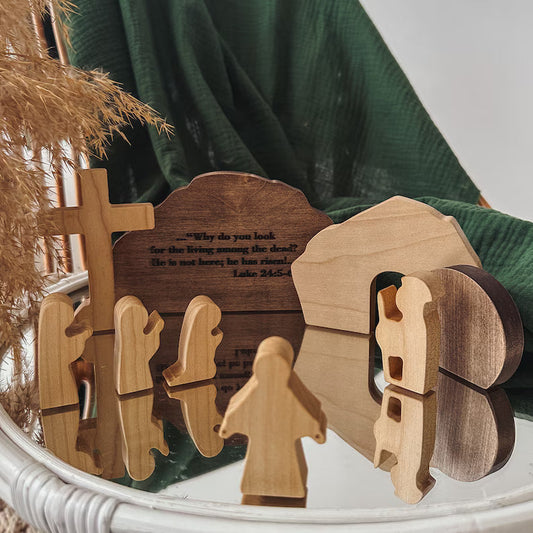 Easter 10pcs/set He is Risen with Angels Wooden Desktop Ornament