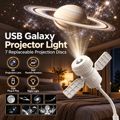 7-Pattern Star Projector Night Light – USB Galaxy Ceiling Lamp for Bedroom