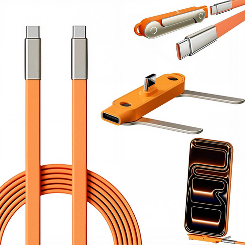 240W Ultra-Fast Type-C Cable with 360° Detachable Phone Stand