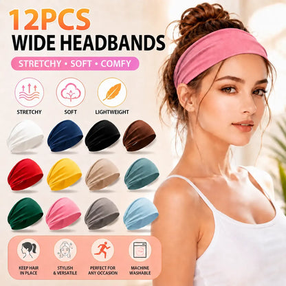 Women's Universal 6-Pack No-Slip Elastic Fashion Headband Set