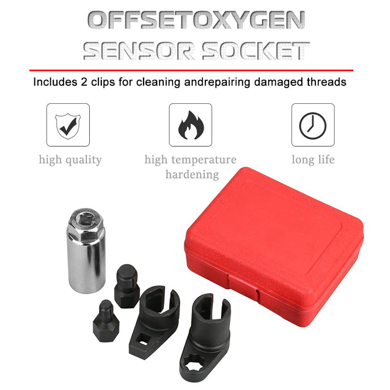 🔧Automotive O2 Sensor Offset Socket & Thread Chaser 5 PCS Set
