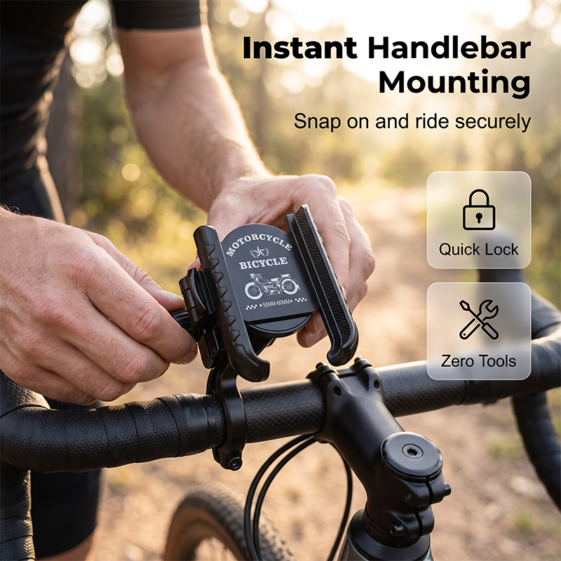 ⚡Quick-Release Bike Phone Mount with Secure Lock