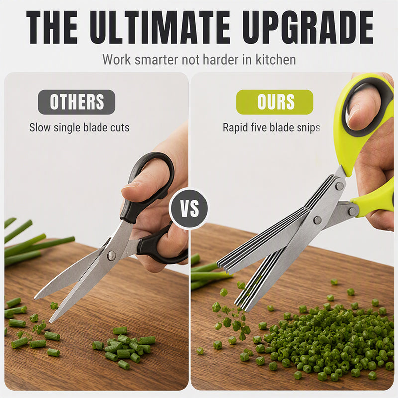 🔥5-Blade Herb Scissors – Stainless Steel Kitchen Shears for Herbs, Scallions & Garnishes✂️🌿
