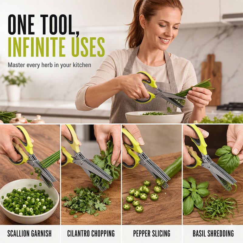 🔥5-Blade Herb Scissors – Stainless Steel Kitchen Shears for Herbs, Scallions & Garnishes✂️🌿