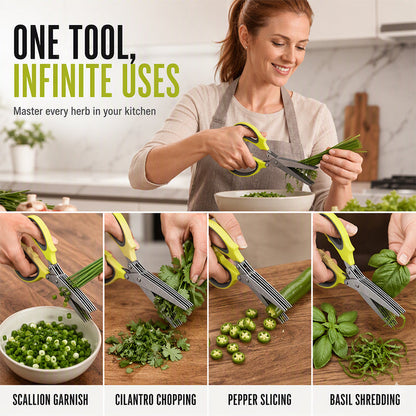 🔥5-Blade Herb Scissors – Stainless Steel Kitchen Shears for Herbs, Scallions & Garnishes✂️🌿