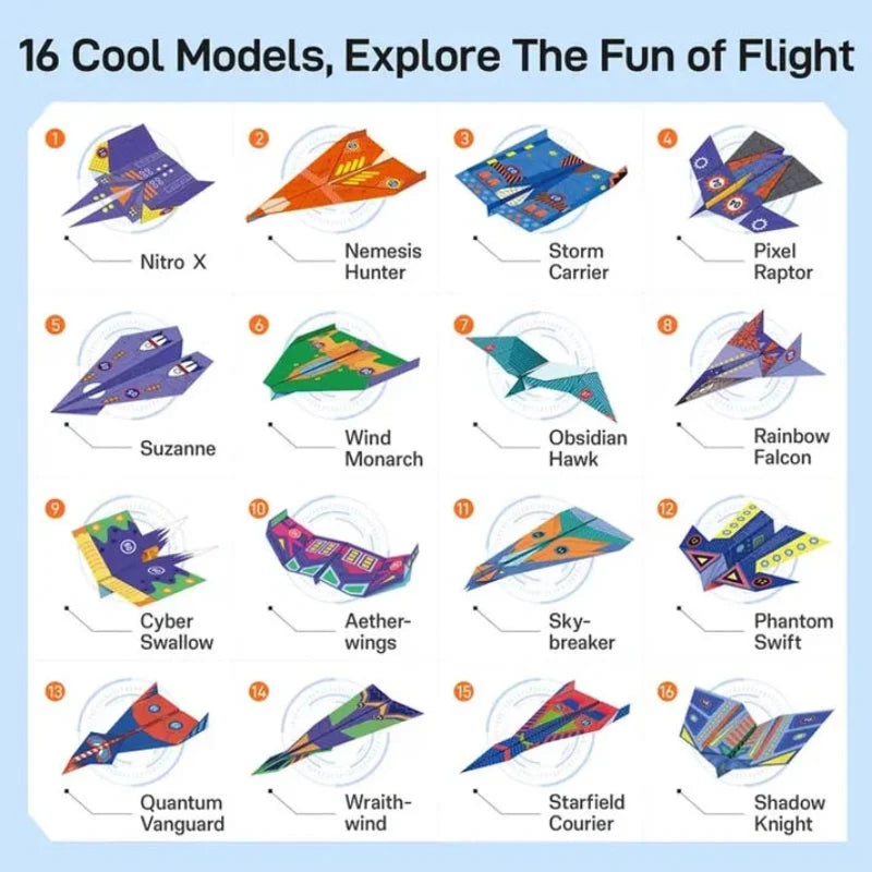 DIY Paper Airplane Set for Kids – 16 Designs
