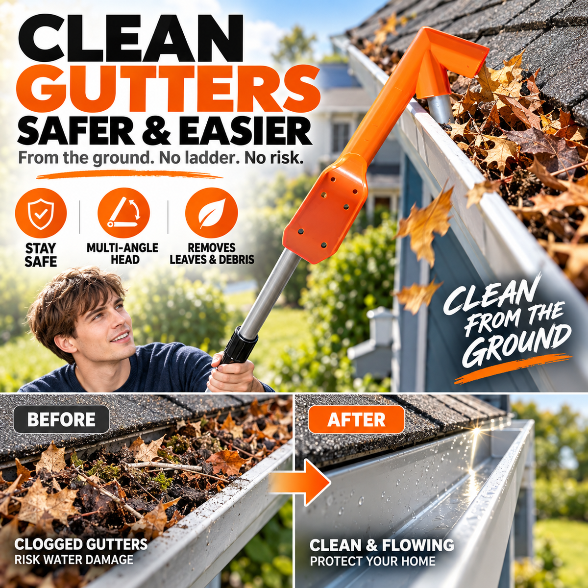 🔥50% OFF🔥No-Climb Gutter Cleaning Tool
