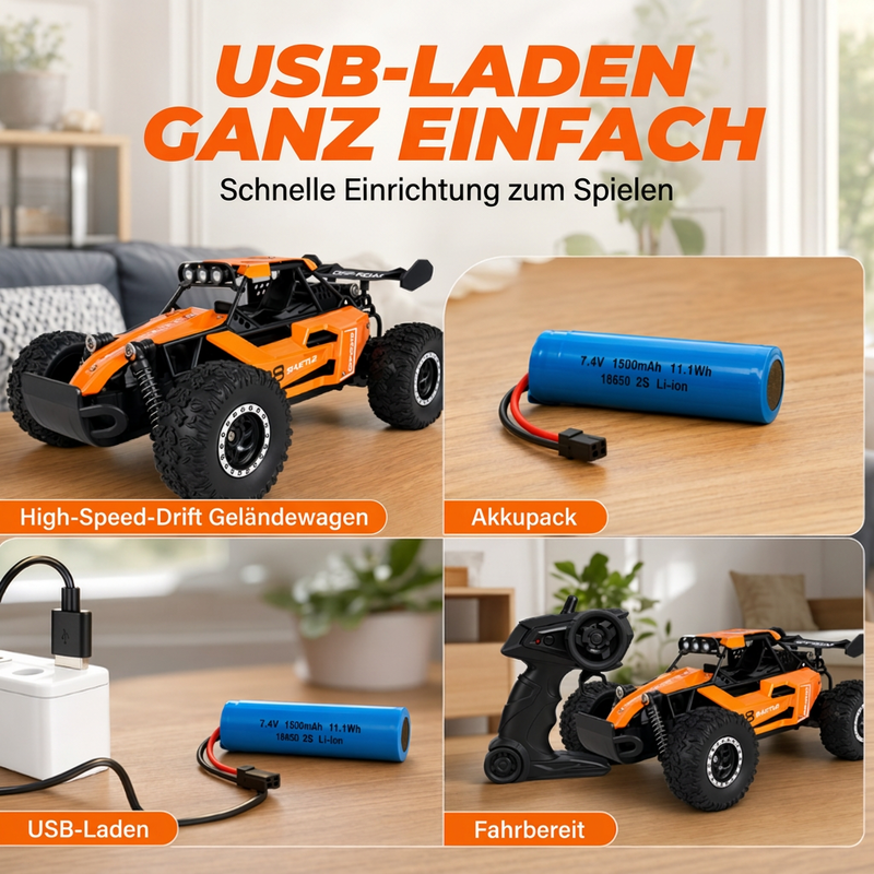 🏎️ 50% OFF NOW! High-Speed RC Off-Road Car – 4WD, Shock-Absorbing Suspension & LED Lights ✨