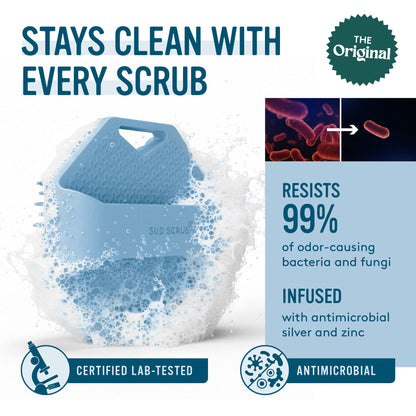 Body Bath Brush — Antibacterial silicone bath brush designed for sensitive and acne-prone skin.