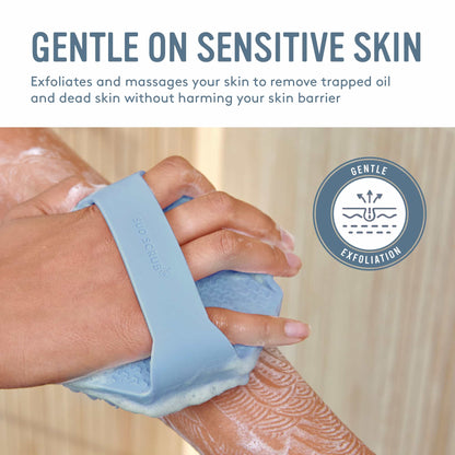 Body Bath Brush — Antibacterial silicone bath brush designed for sensitive and acne-prone skin.